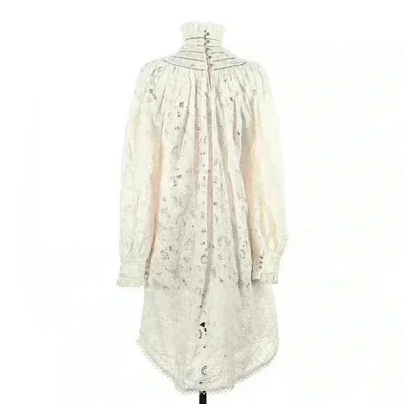 Zimmermann White Long Sleeve Mini Dress 1 US6 Master Chemisete Tunic Button Cuff - Picture 4 of 10